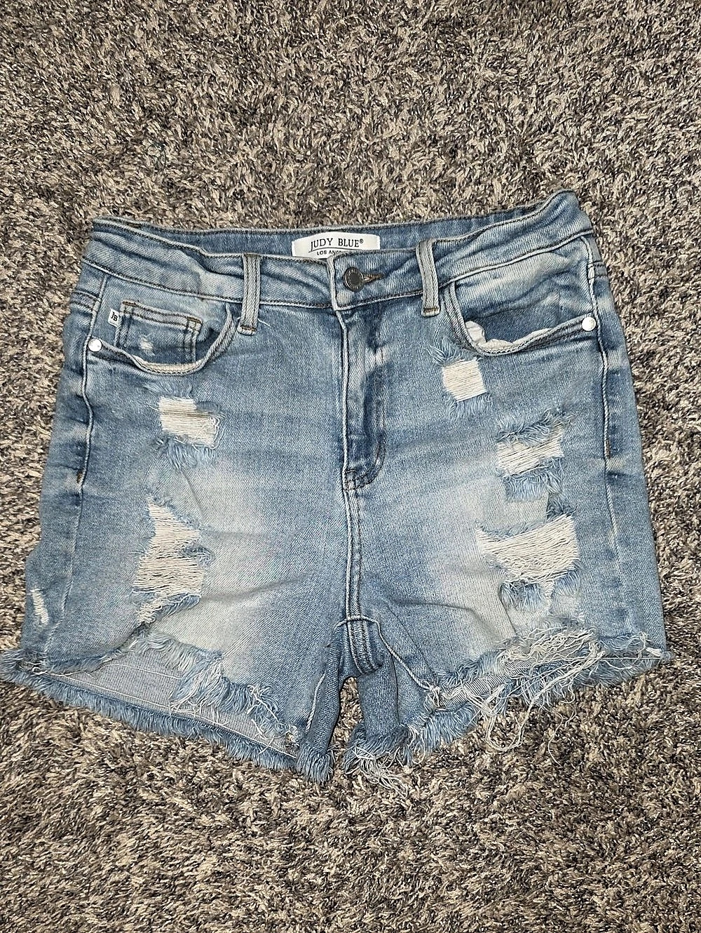 Judy Blue Distressed Denim Shorts JB150058 Jean Shorts in Blue